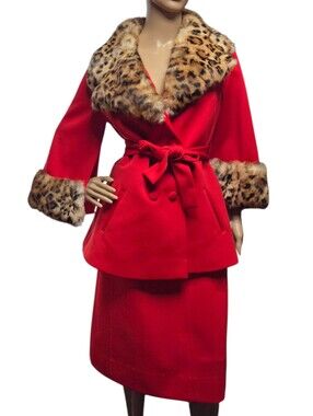 Vintage Lilli Ann Fur Leopard 2 Piece Set  Large